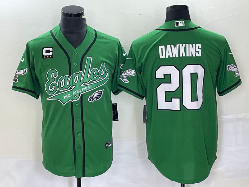 Men Philadelphia Eagles #20 Dawkins Green Co Branding Game NFL Jersey style 3